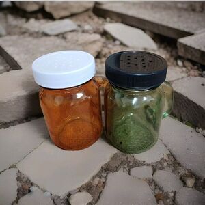 Mini Mason Jar Salt And Pepper Shakers Fall Colors Orange Green New